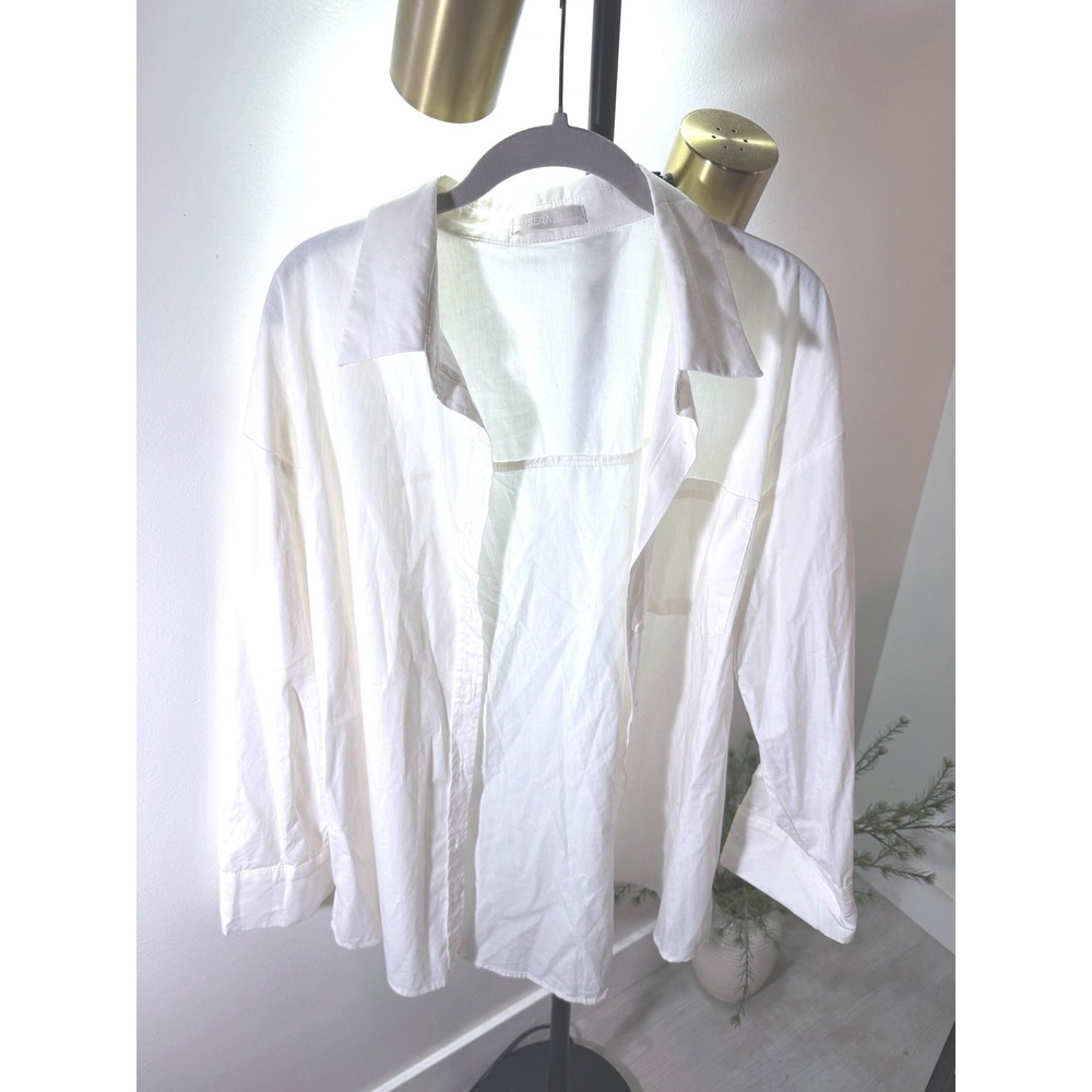 Musera Classic White Button Up Oversized Boxy Cotton Shirt sz M C18A1KJNHU